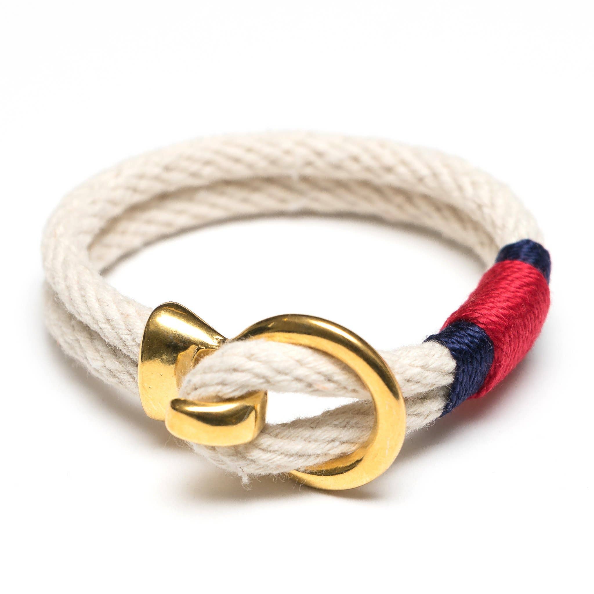 Allison Cole Jewelry - Deckard - Ivory/Navy/Red/Gold - Nautical Rope Bracelet