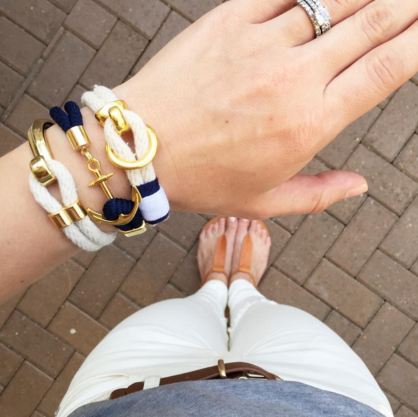 Allison Cole Jewelry - Deckard - Ivory/Navy/White/Gold - Nautical Rope Bracelet
