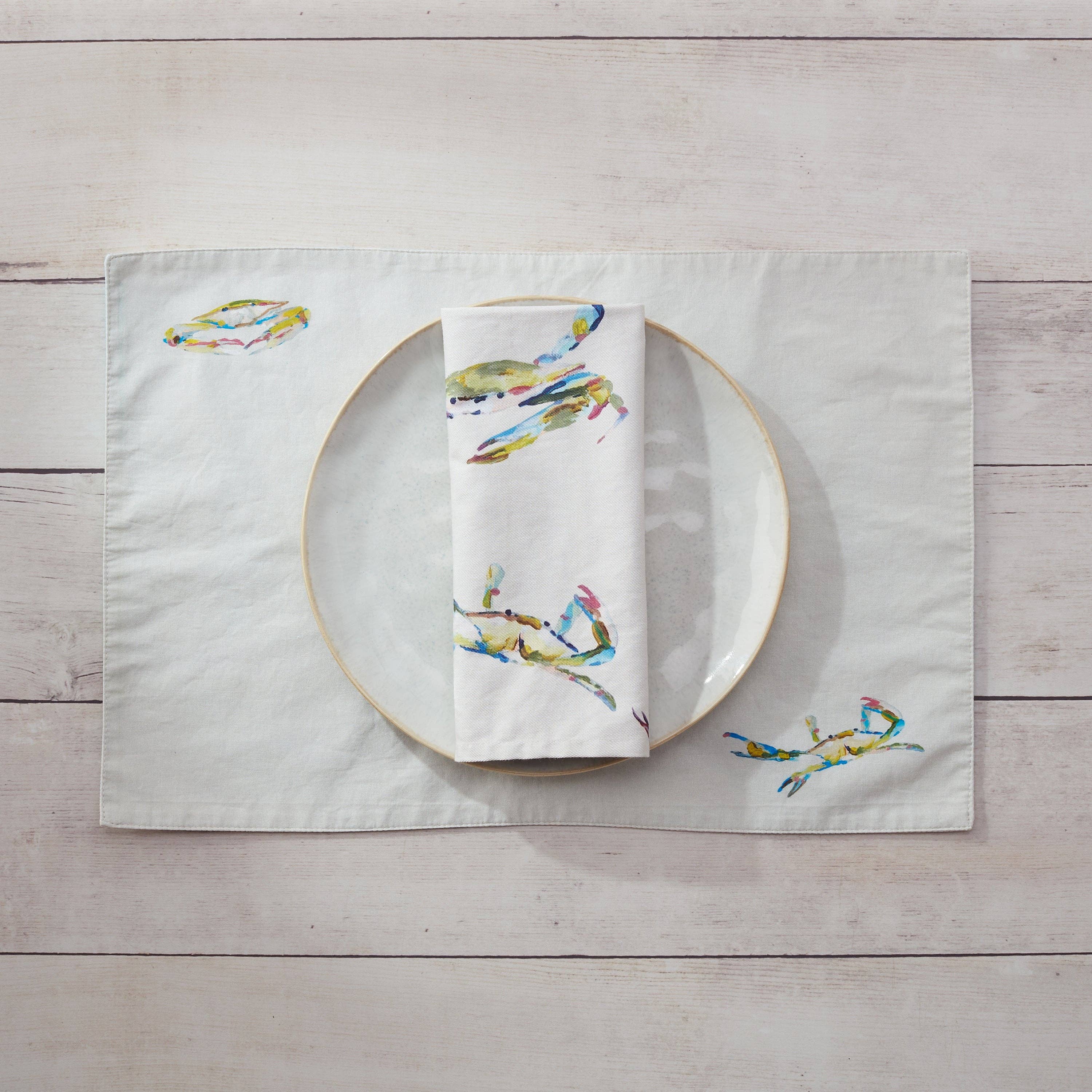 Kim Hovell Art - Cloth Dinner Napkins Set of 4 - Blue Crab