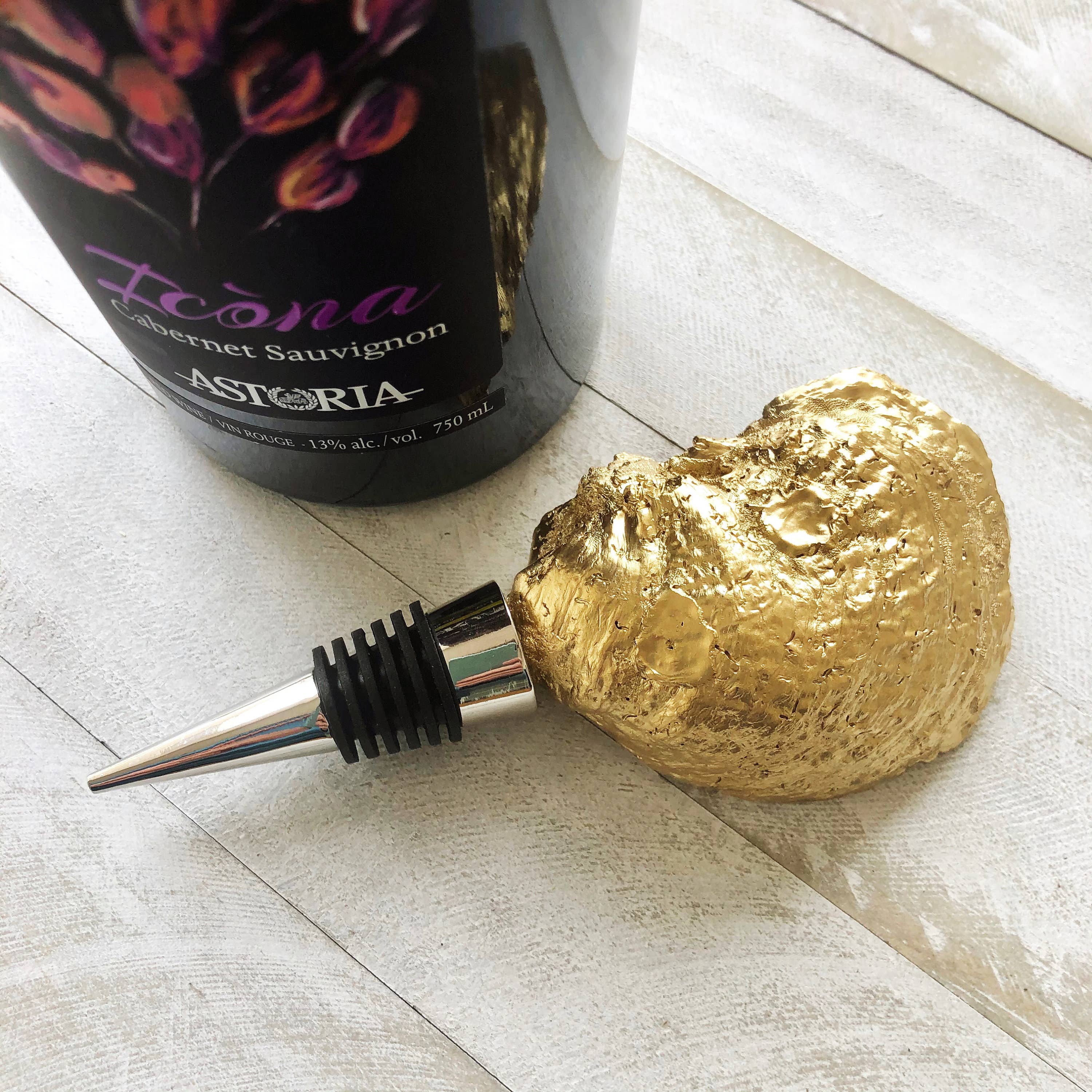 Place of Grace Designs - Oyster Shell Wine Stopper--Sea Turtle