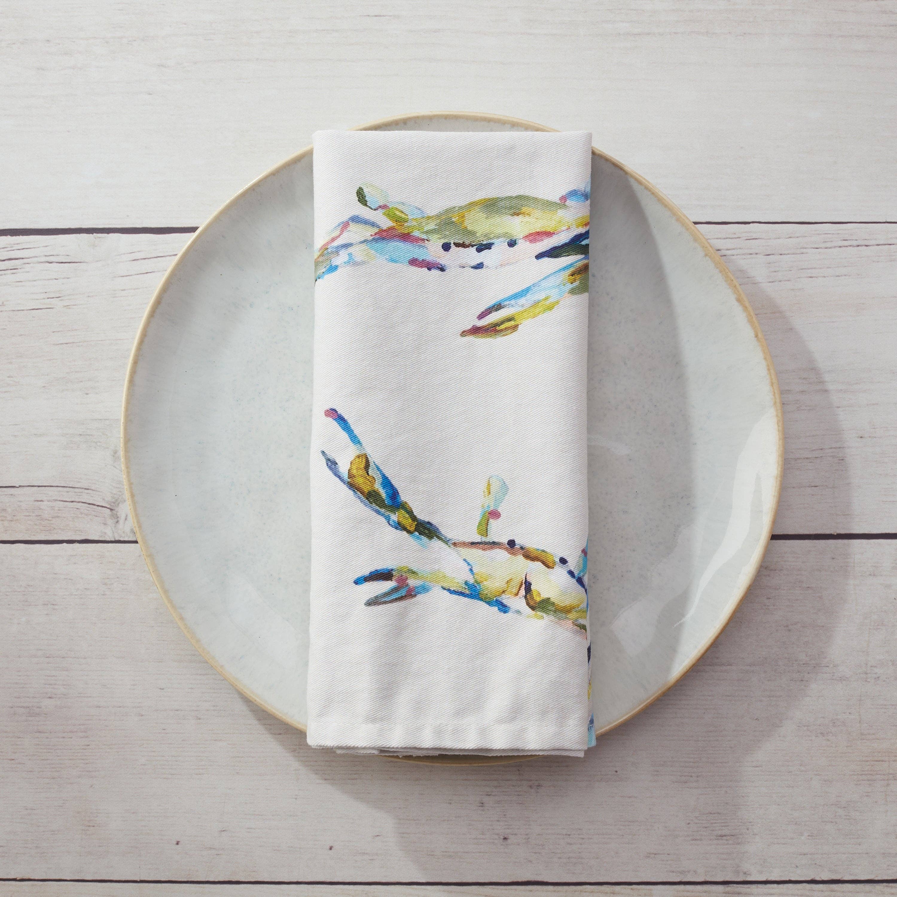 Kim Hovell Art - Cloth Dinner Napkins Set of 4 - Blue Crab