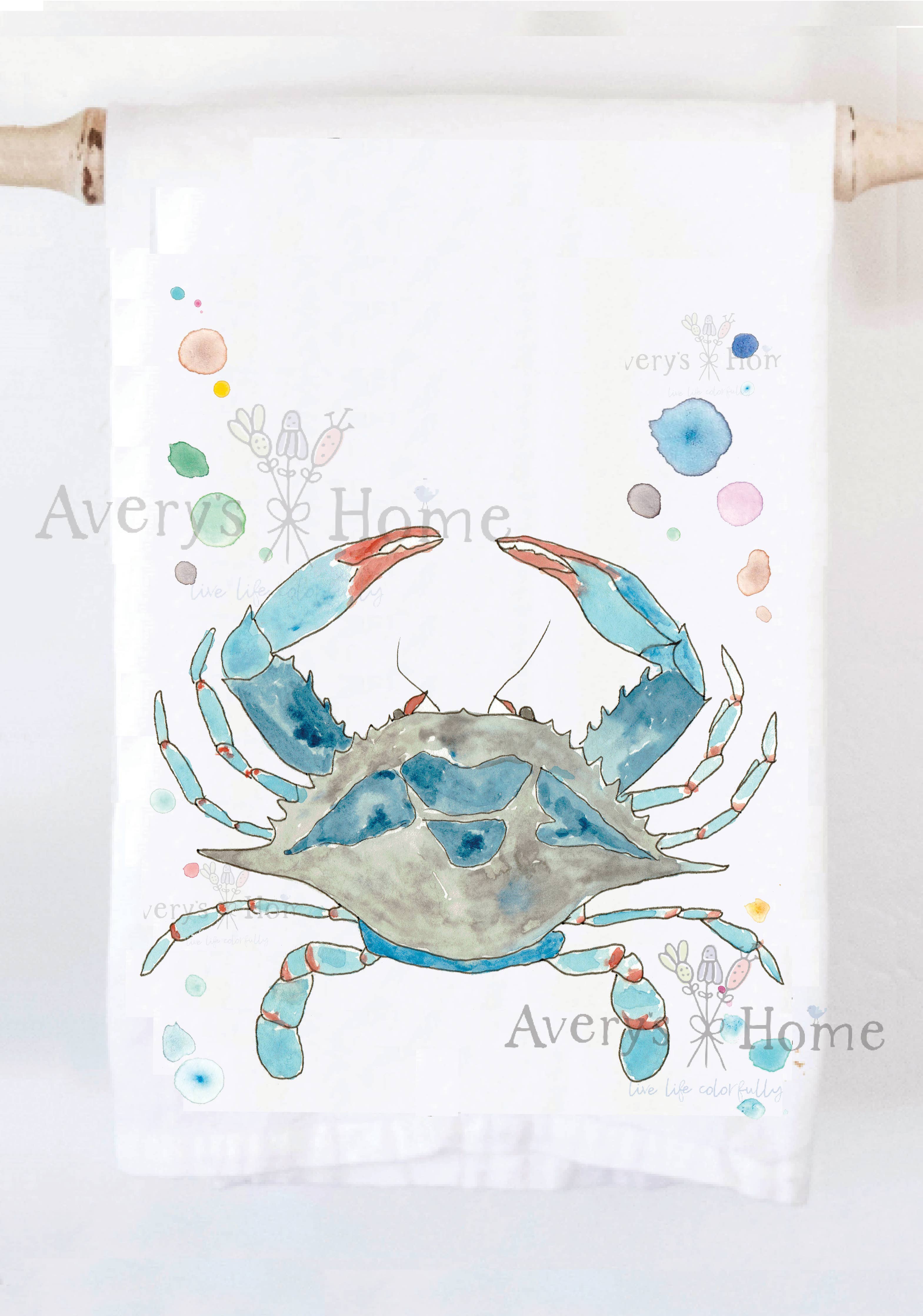 Avery's Home - Blue Crab Ocean Coastal Kitchen Dish Towel