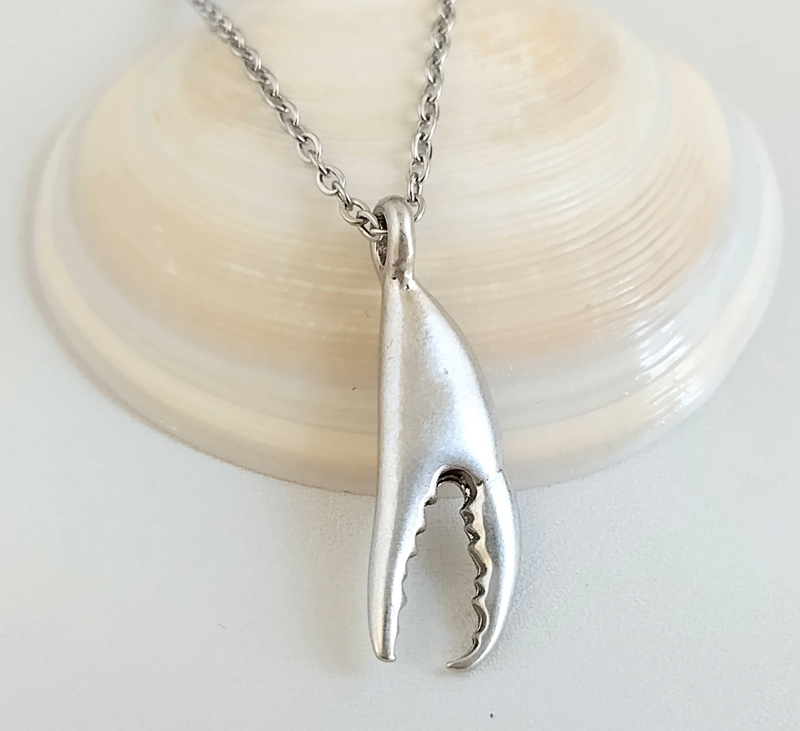 Piccadilly Pendants - Crab Claw Necklace, Silver Crab Necklace, Nautical Necklace