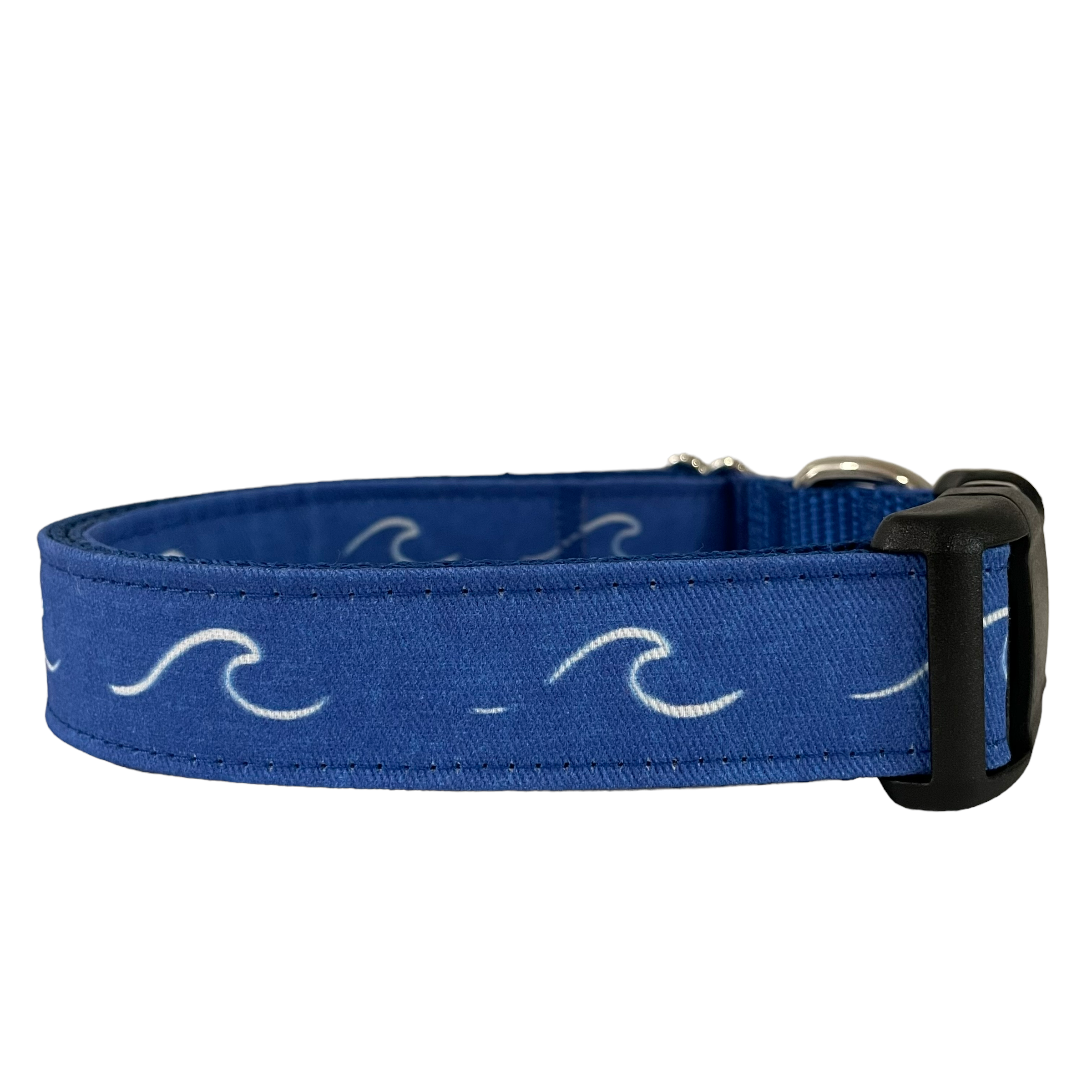 Sew Fetch Dog Co - Nautical Wave Dog Collar, Royal Blue
