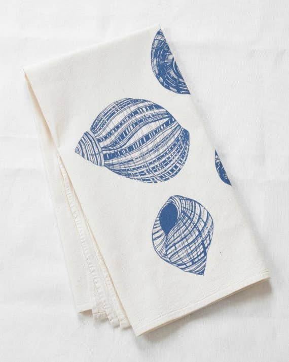Hearth and Harrow - Periwinkle Shell Tea Towel - Organic Cotton - Blue-violet
