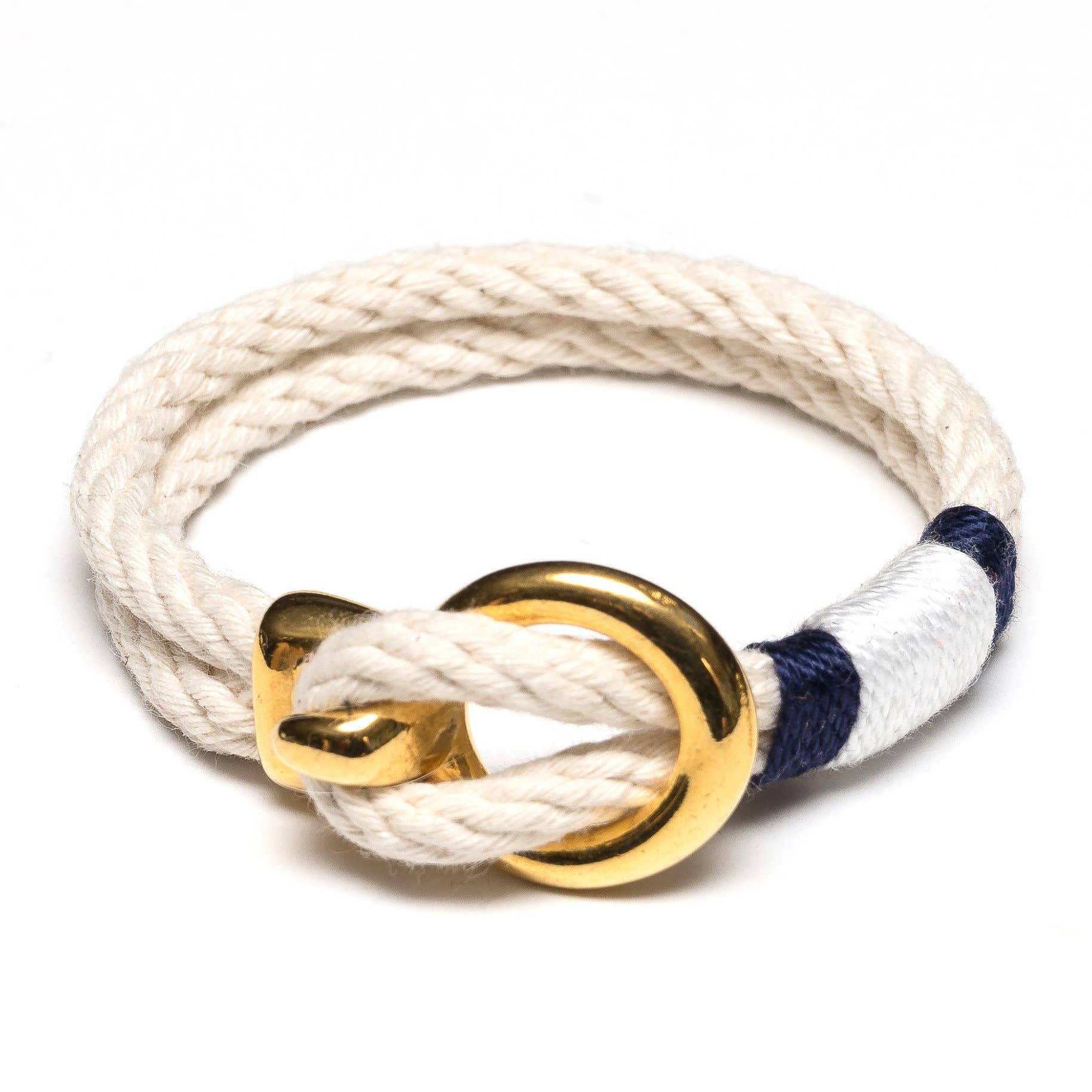 Allison Cole Jewelry - Deckard - Ivory/Navy/White/Gold - Nautical Rope Bracelet