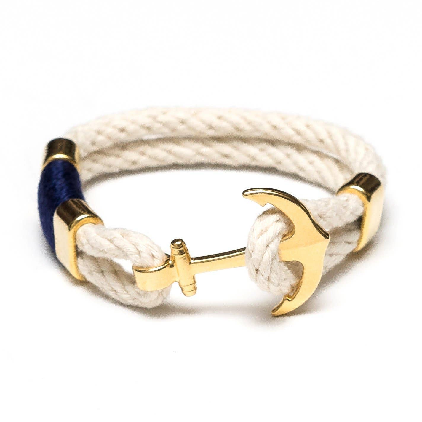 Allison Cole Jewelry - Waverly - Ivory/Navy/Gold - Nautical Rope Anchor Bracelet