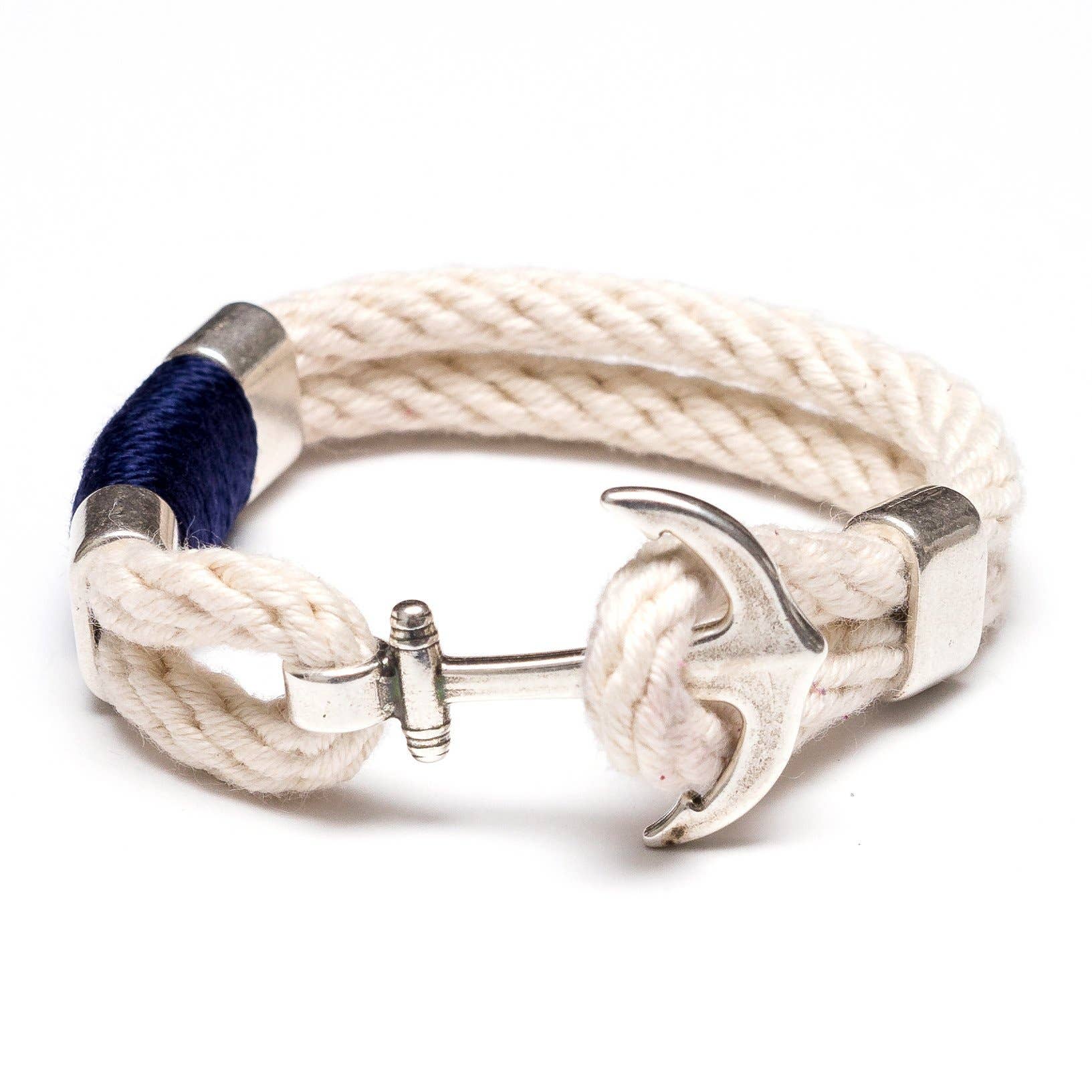 Allison Cole Jewelry - Waverly - Ivory/Navy/Silver - Nautical Rope Anchor Bracelet