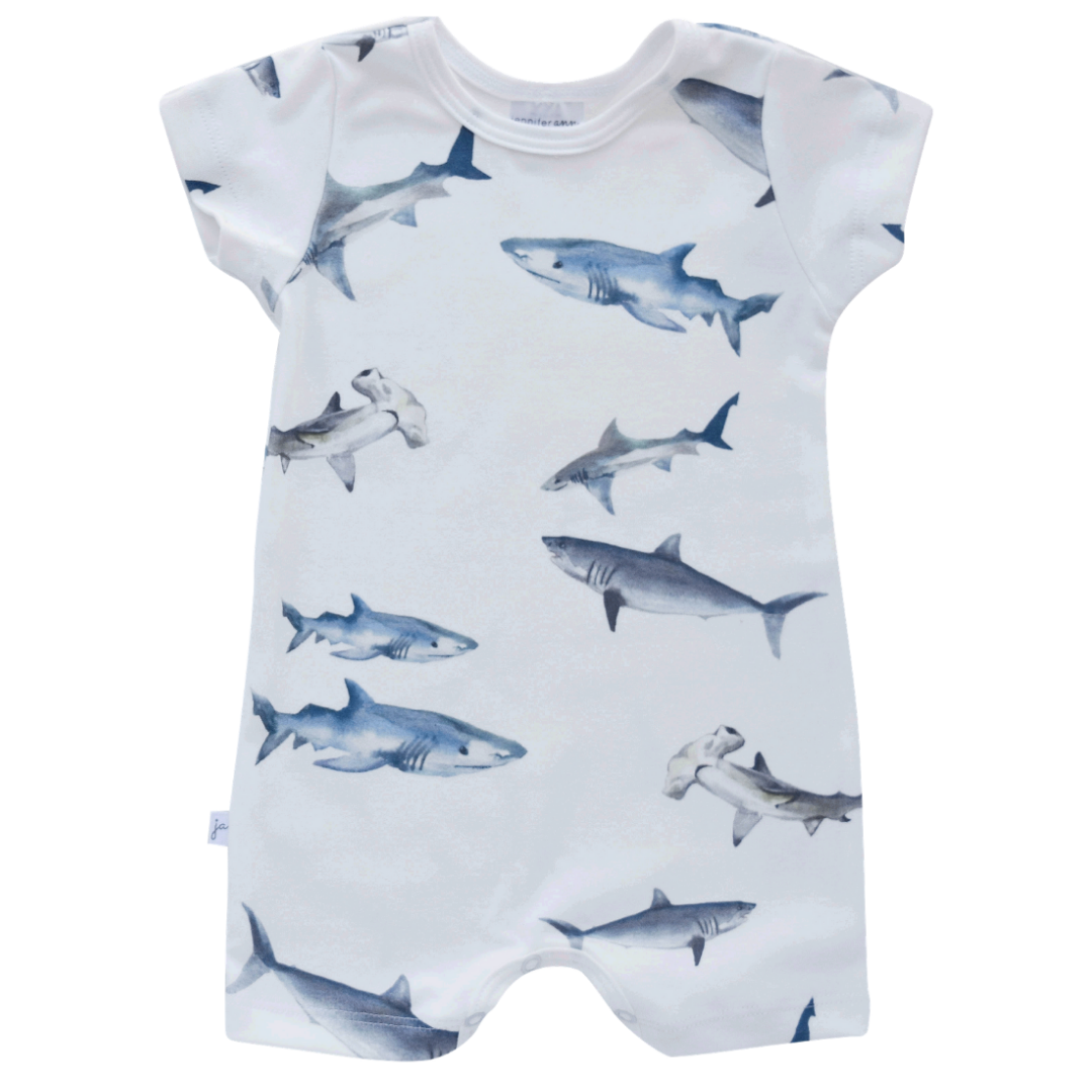Jennifer Ann - Baby/Kids Organic Romper - sharks