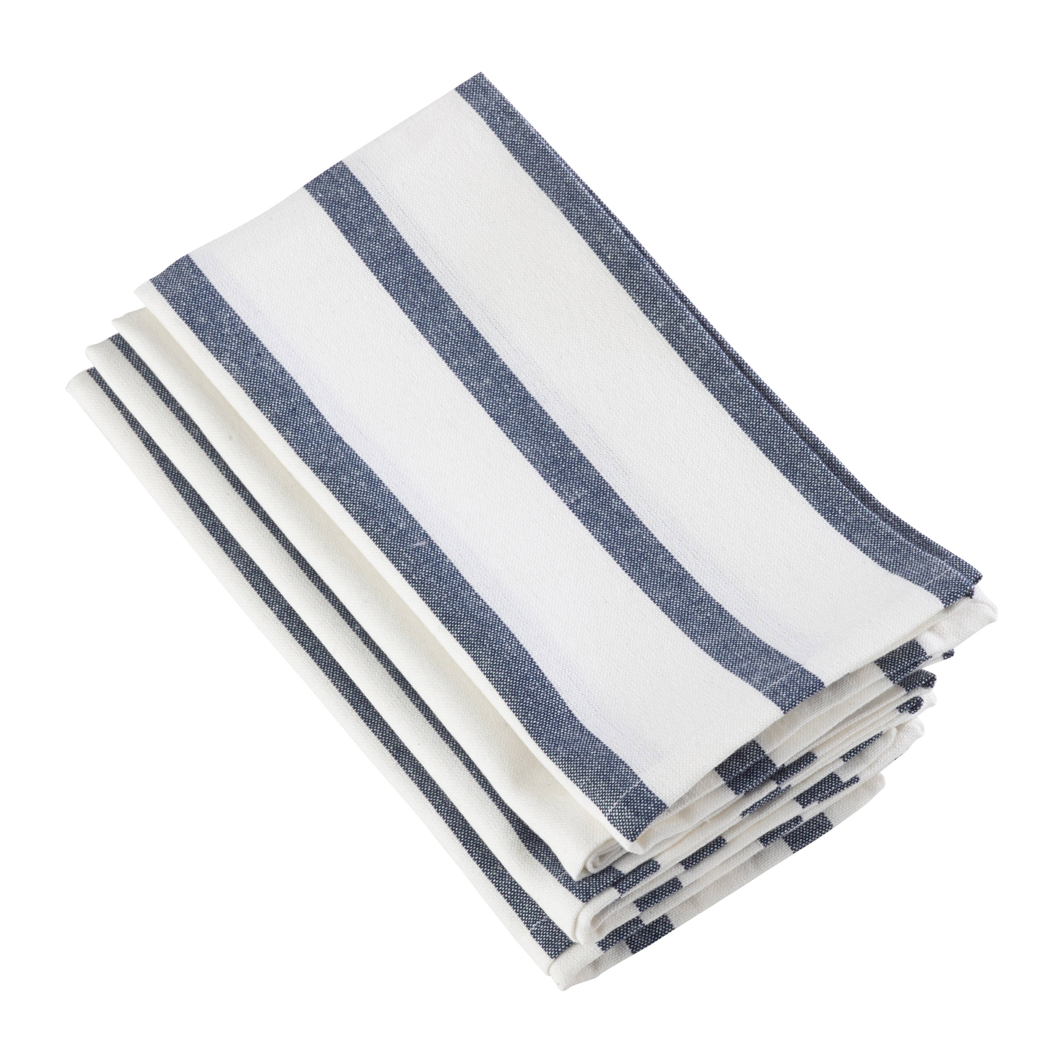 Saro Lifestyle - Striped Napkin - Denim Blue and White Shades (Single)
