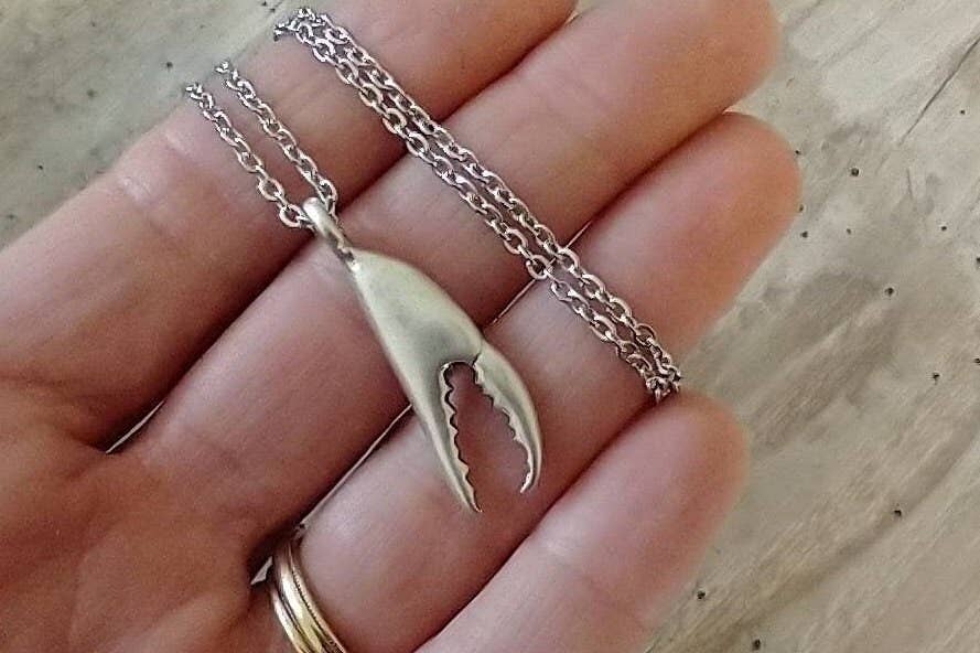 Piccadilly Pendants - Crab Claw Necklace, Silver Crab Necklace, Nautical Necklace