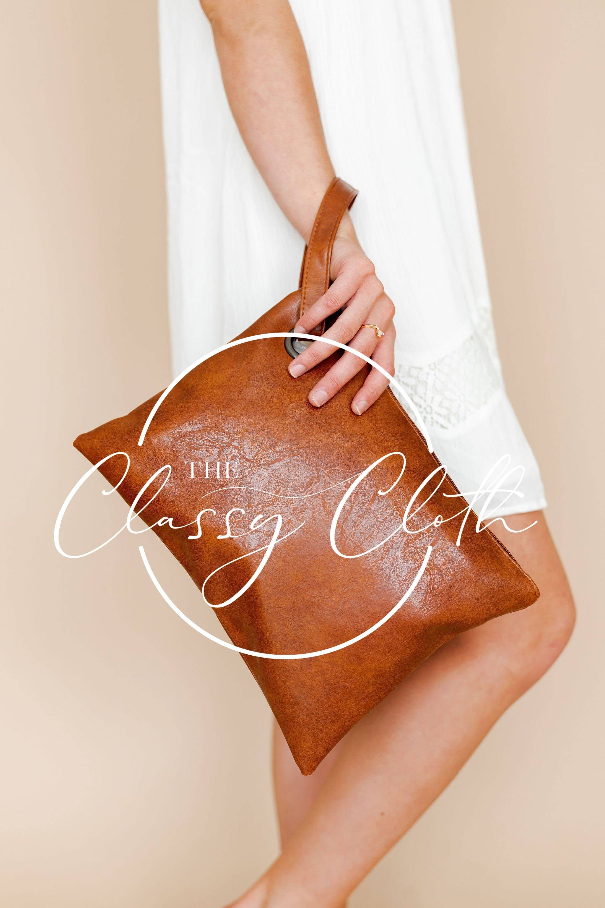 The Classy Cloth  - Trendy Clutch - Cognac