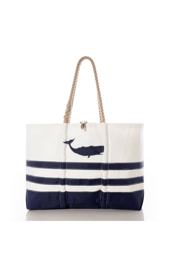 Sea Bags - Breton Stripe Whale Ogunquit Beach Tote