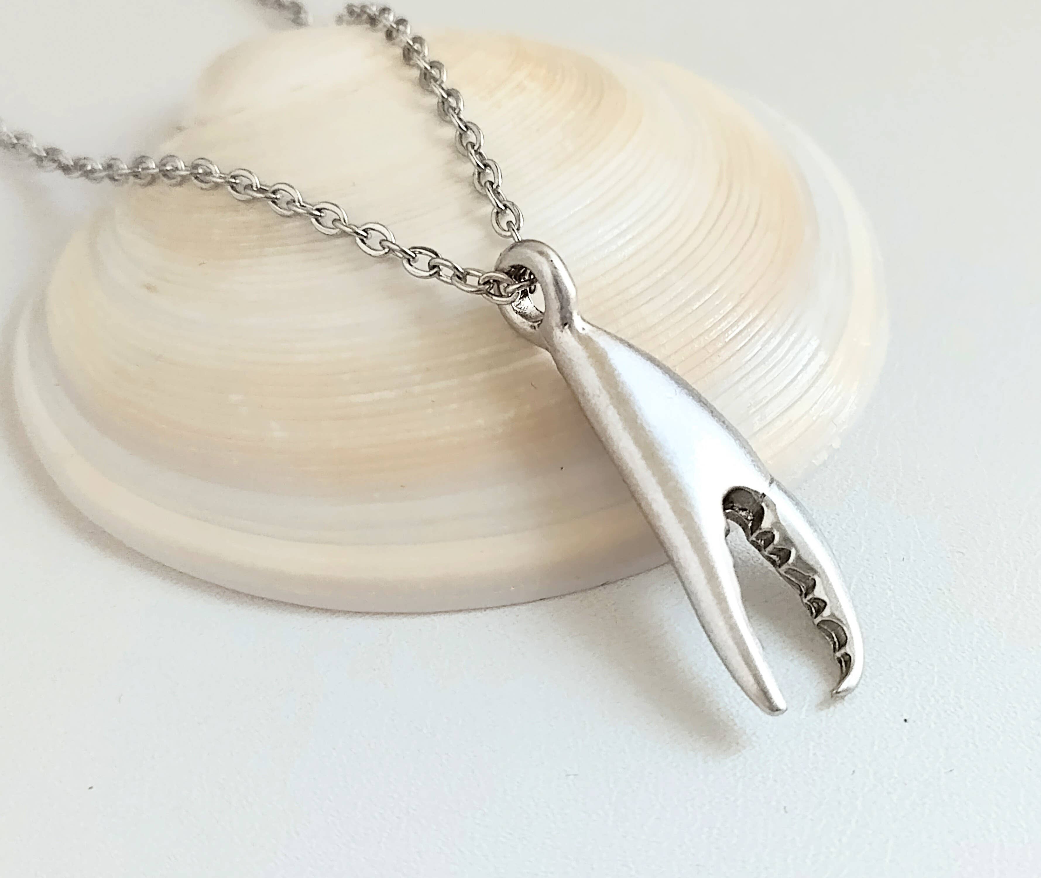 Piccadilly Pendants - Crab Claw Necklace, Silver Crab Necklace, Nautical Necklace