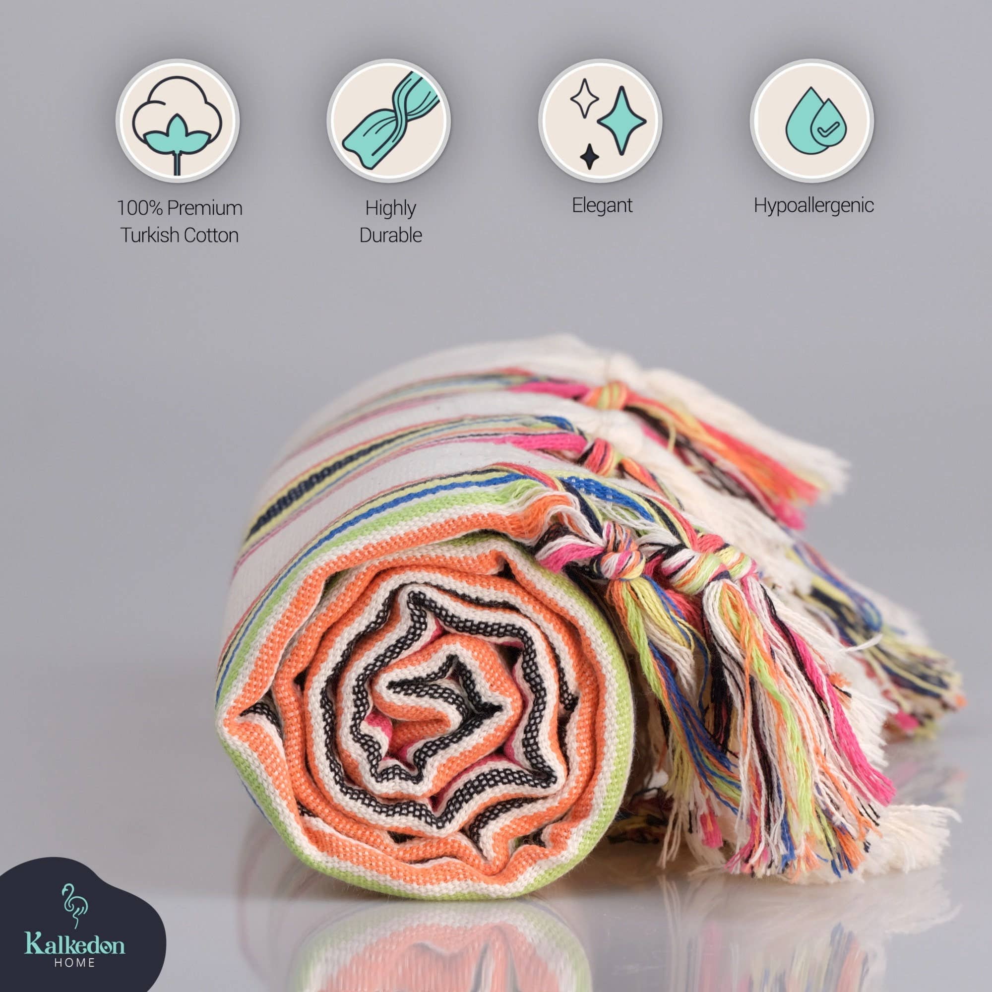 Kalkedon Towels - Turkish Blanket |  Colorful Striped Handwoven Cotton Throw Blanket