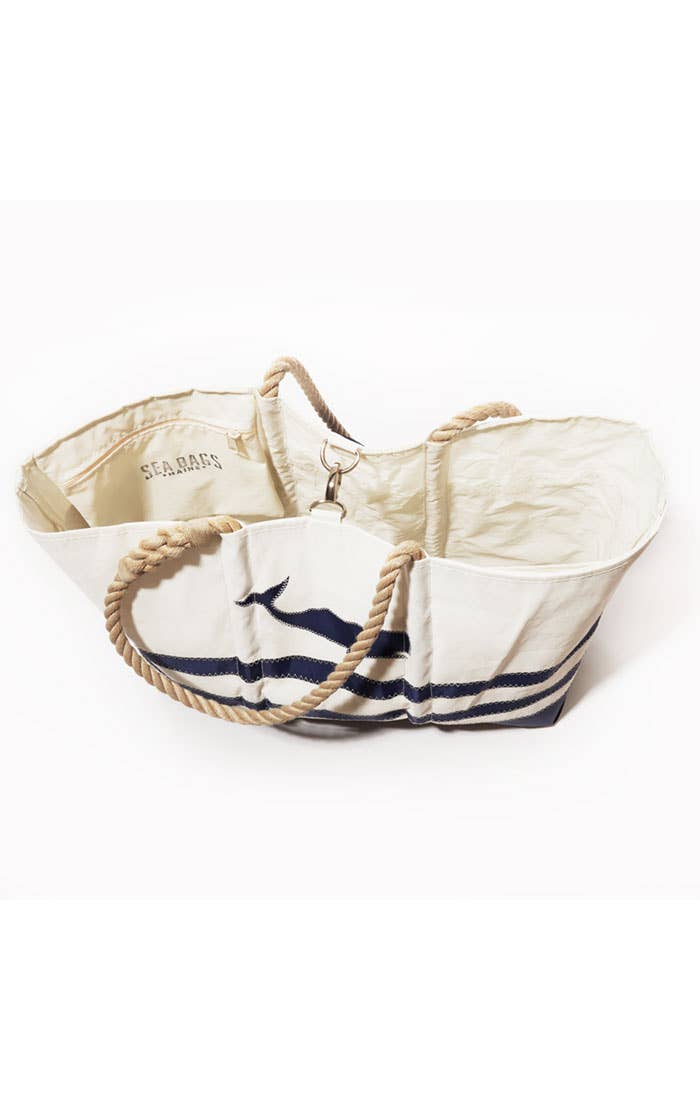 Sea Bags - Breton Stripe Whale Ogunquit Beach Tote