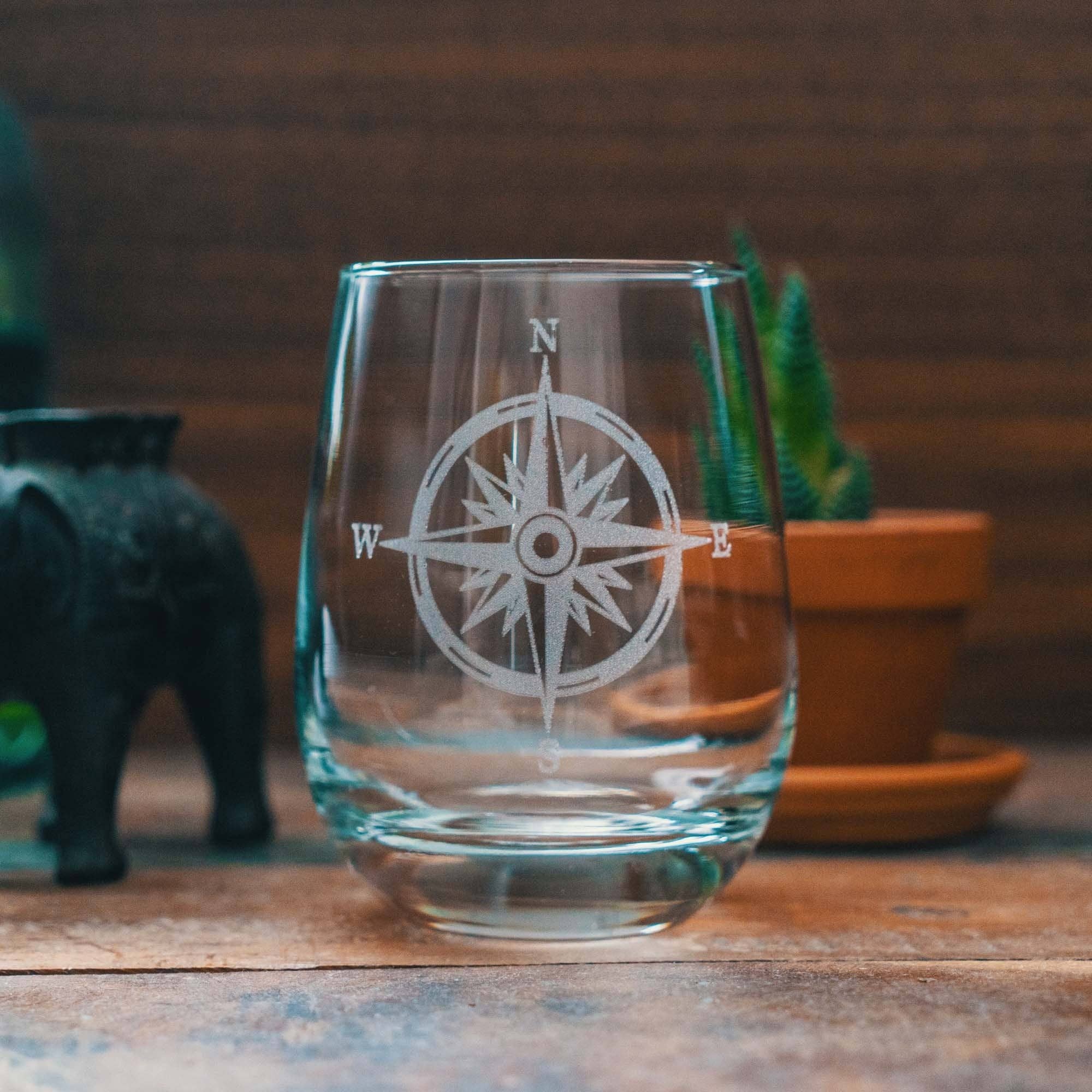 Benoit's Design Co. - Compass Stemless Wine Glass