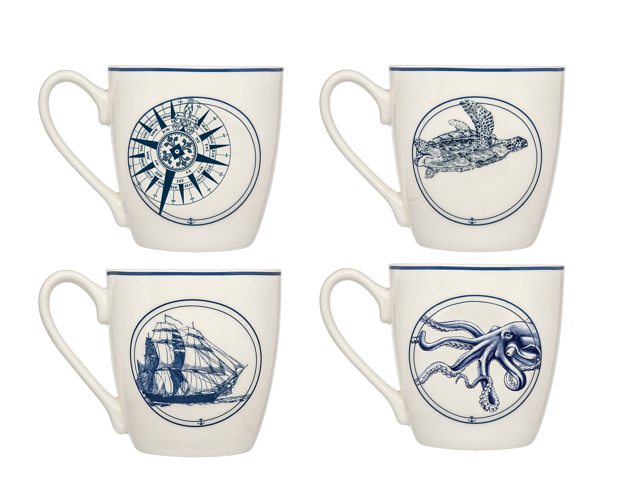 Godinger - 16oz Coastal Set Of 4 Mugs