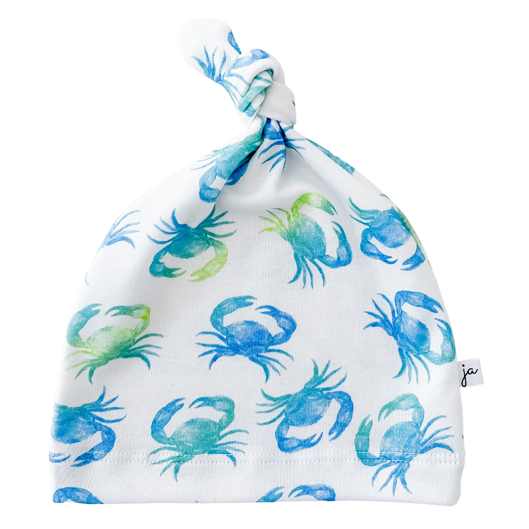 Jennifer Ann - Knotted Beanie - blue crabs