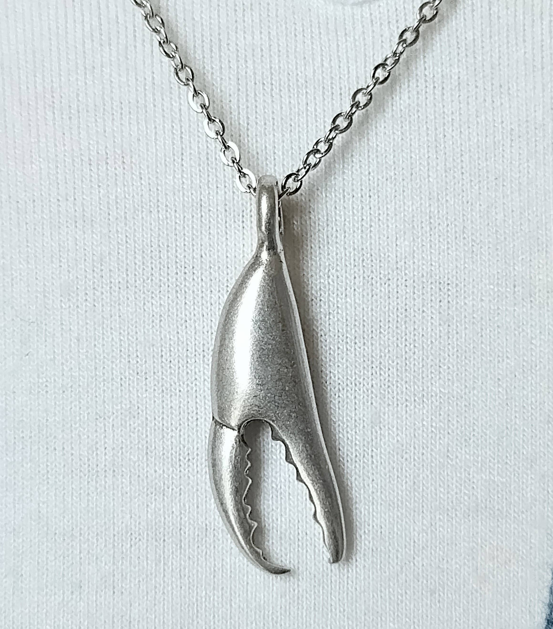 Piccadilly Pendants - Crab Claw Necklace, Silver Crab Necklace, Nautical Necklace