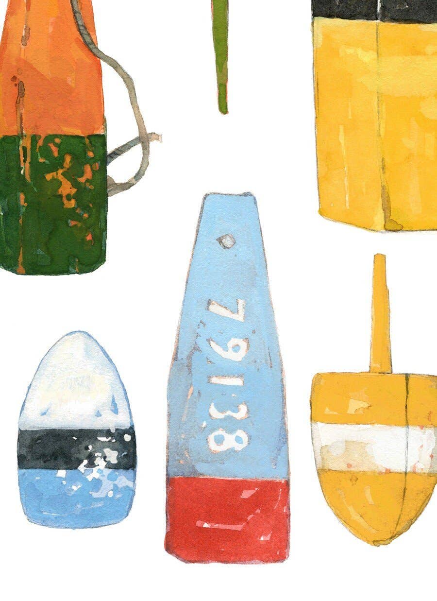 Studio Tuesday - Lobster Buoys 8x10 Watercolor Print