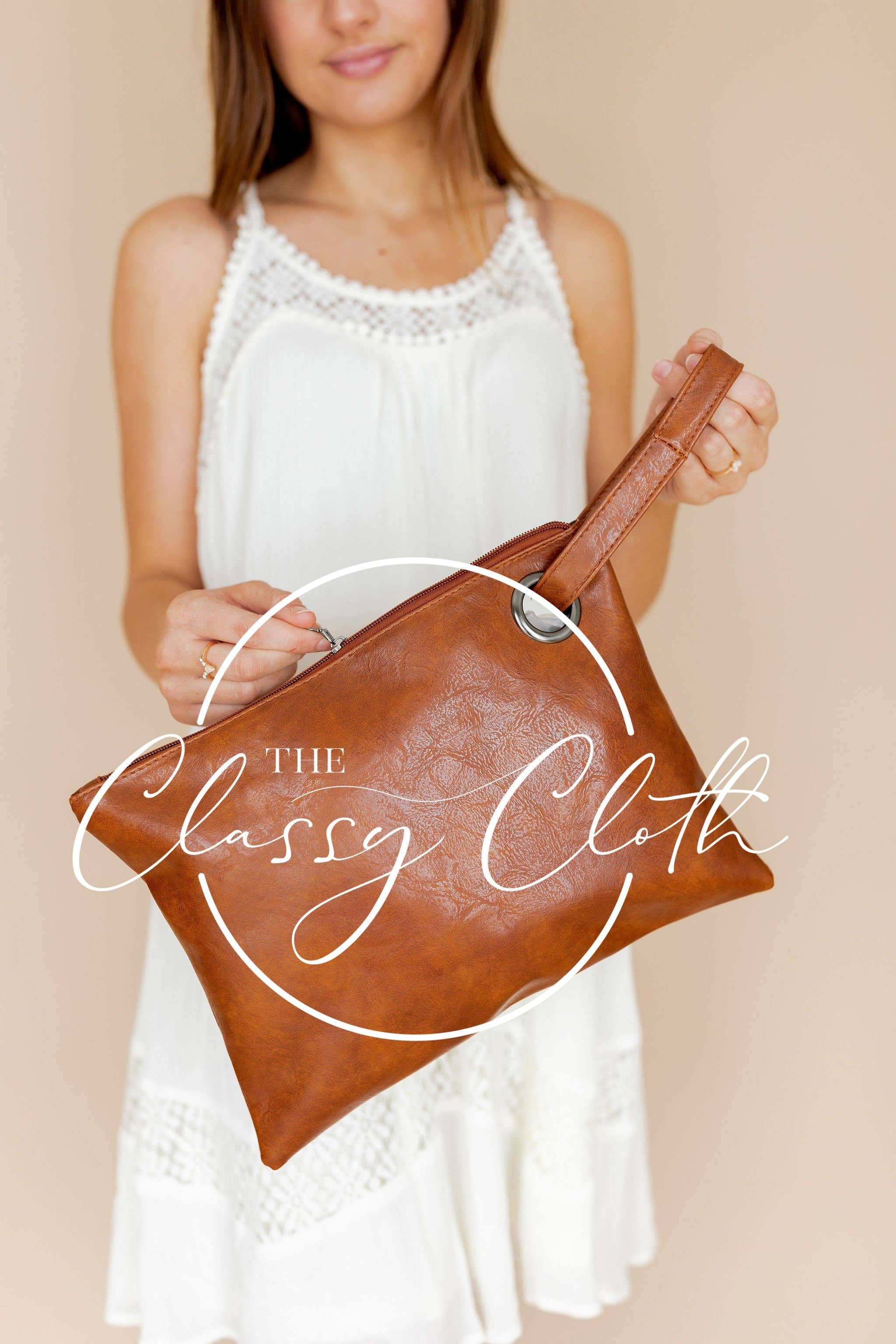 The Classy Cloth  - Trendy Clutch - Cognac