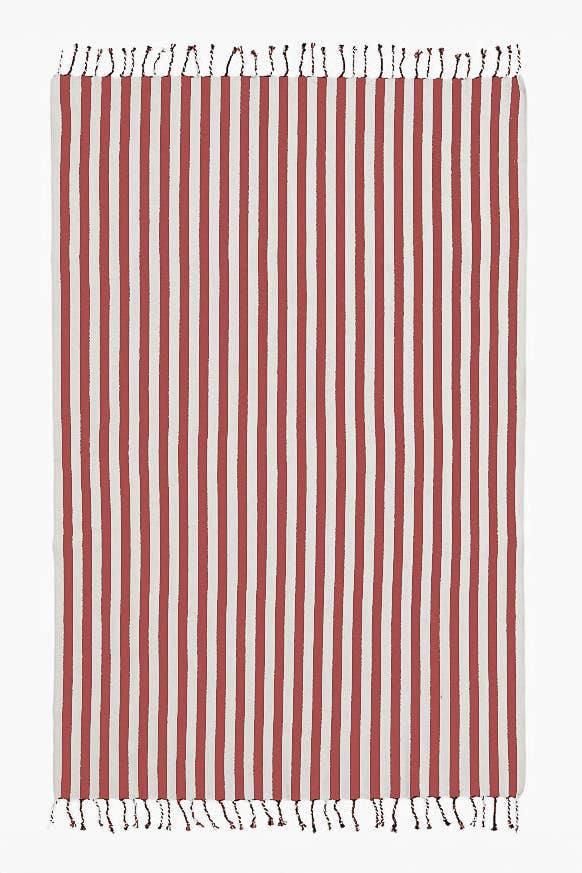 Moa - Red Striped Turkish Beach Towel
