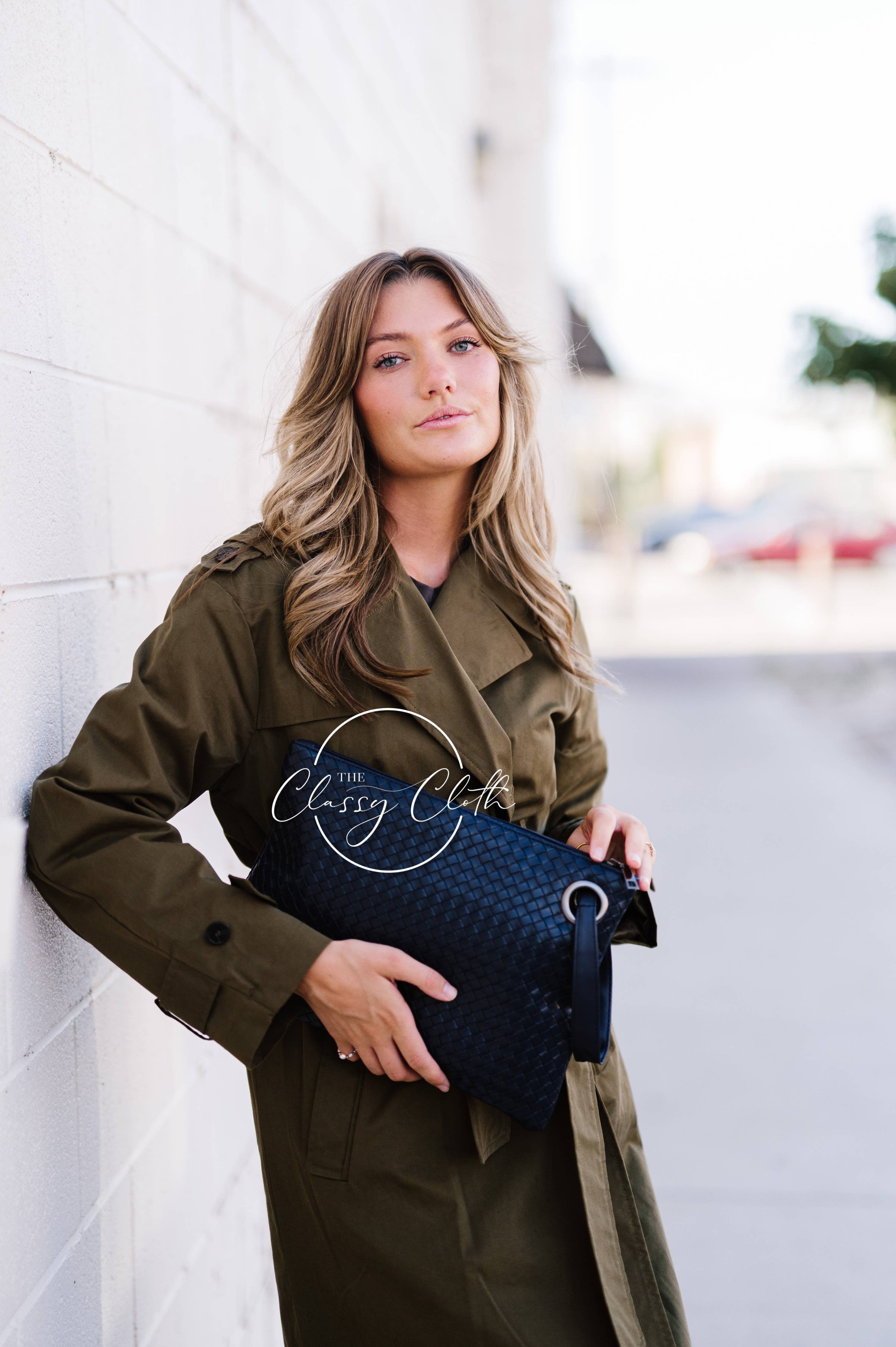 The Classy Cloth  - Trendy Clutch - Weave Navy