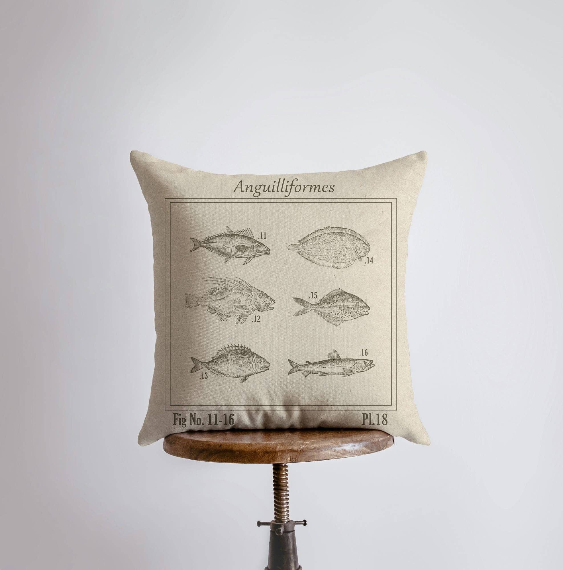UniikPillows - Vintage Fish 16x16 down throw pillow