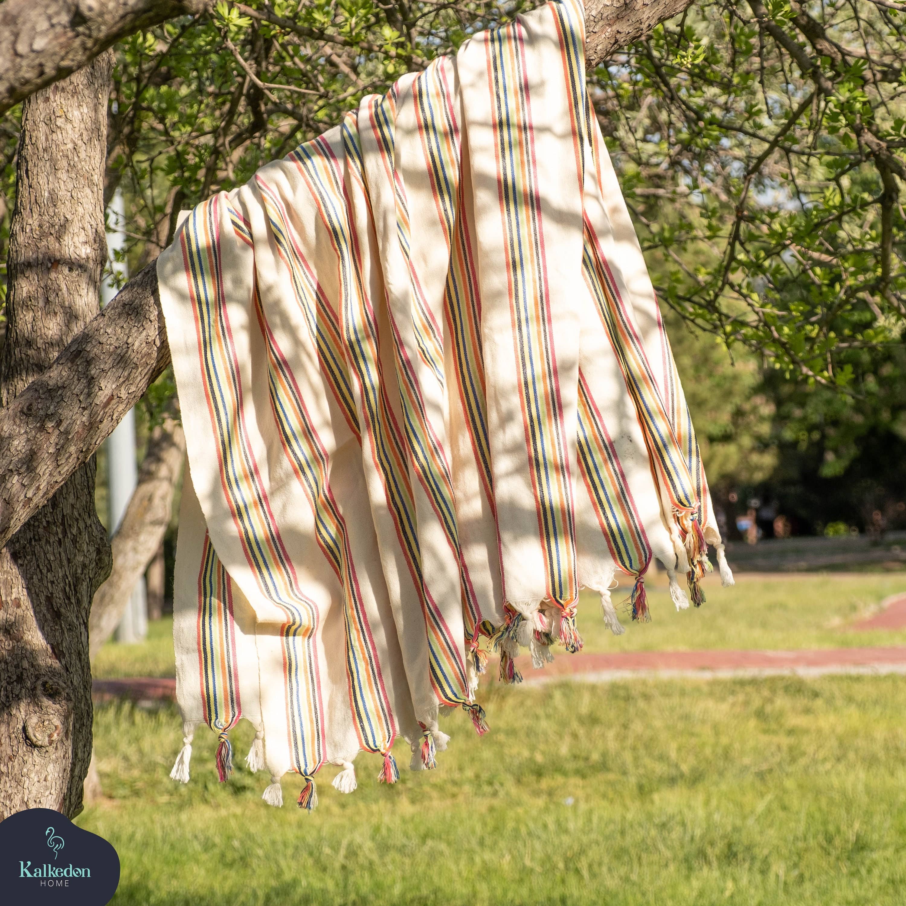 Kalkedon Towels - Turkish Blanket |  Colorful Striped Handwoven Cotton Throw Blanket