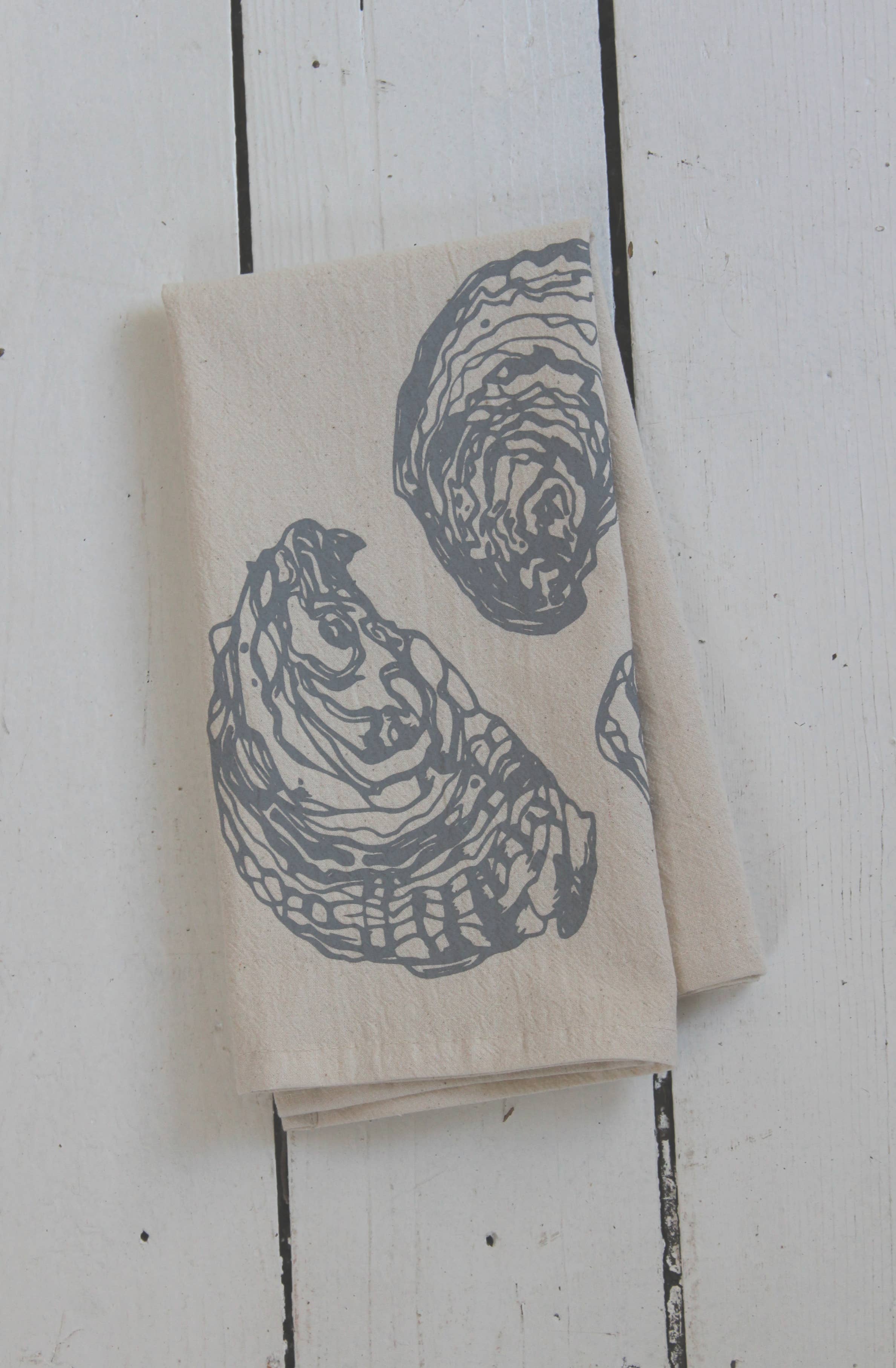 Hearth and Harrow - Set of 4 Organic Cotton Oyster Napkins - Oysters - Nautical