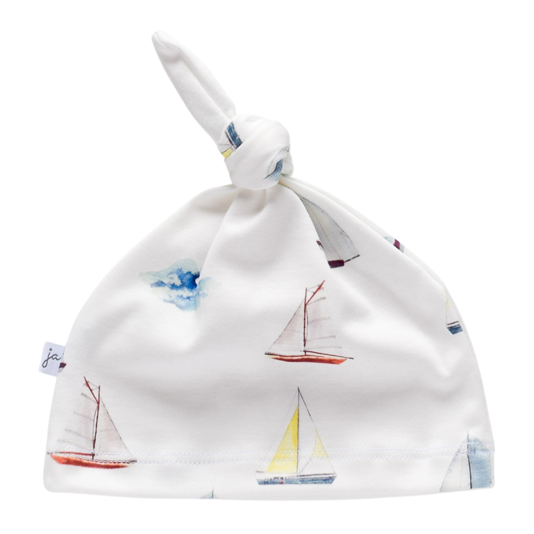 Jennifer Ann - Knotted Beanie - sailboats