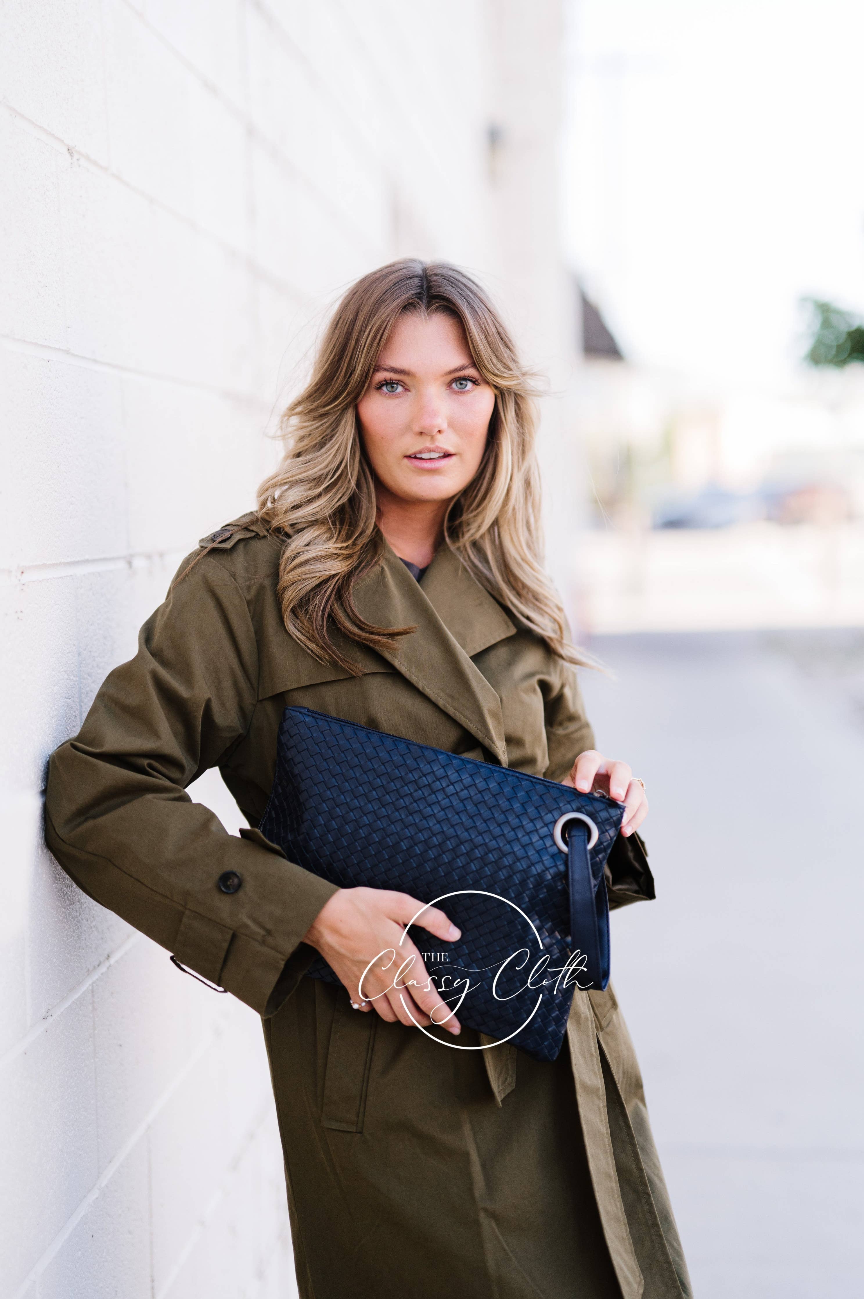 The Classy Cloth  - Trendy Clutch - Weave Navy