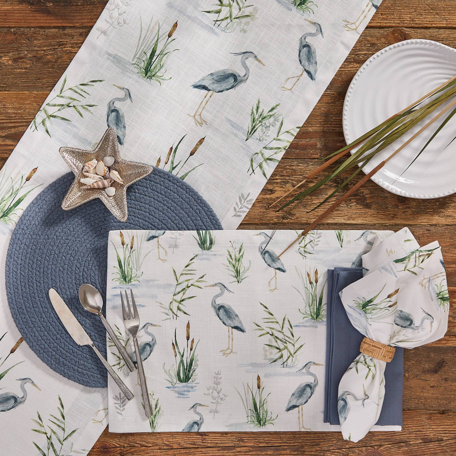 Split P - Blue Heron Table Runner 54" L