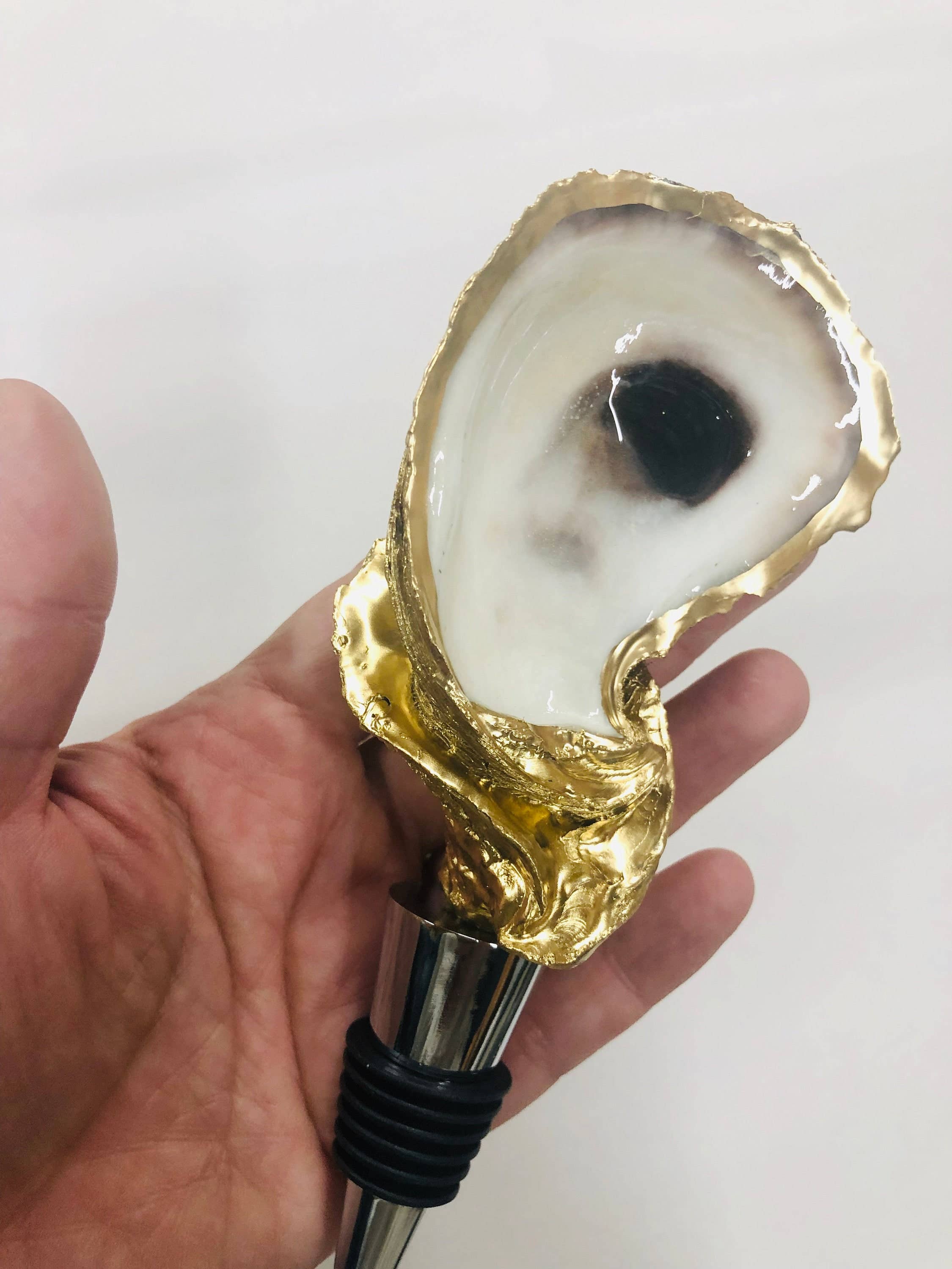 Place of Grace Designs - Oyster Shell Wine Stopper--Sailboat Print