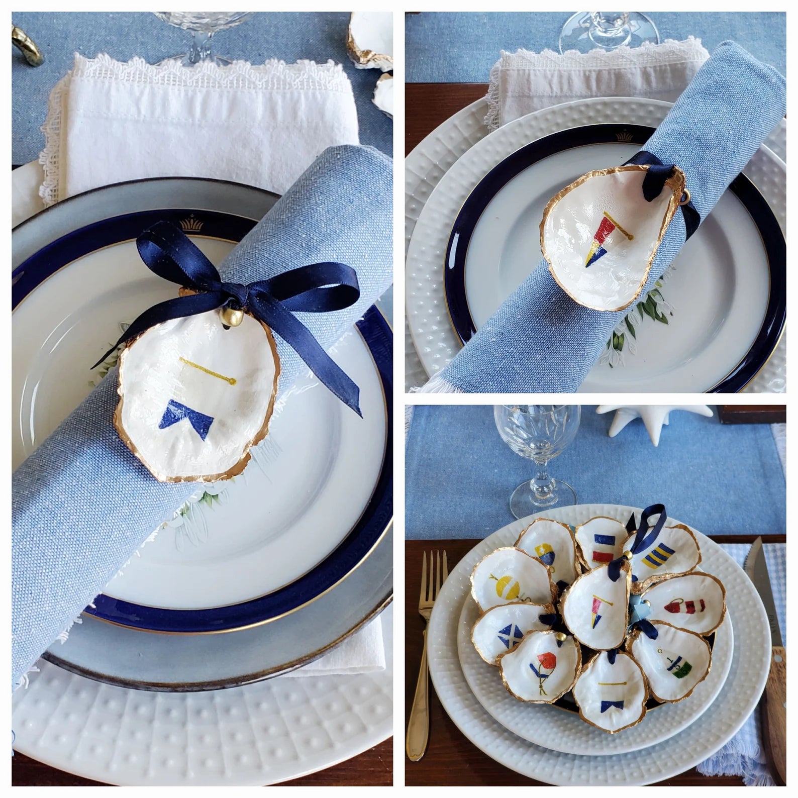 PrettyDiningDecorUS Nautical Oyster napkin ring (single piece)